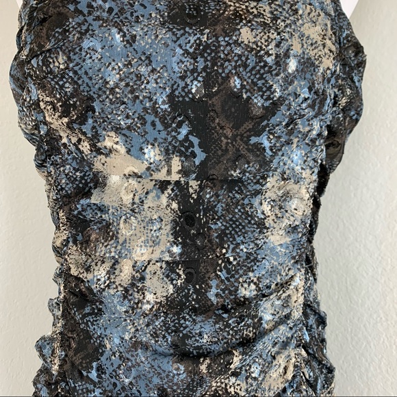 J.O.A. Just One Answer Dress Snake Print Short Ruched Size M Spaghetti strap - Picture 5 of 11